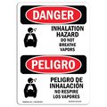 Signmission Safety Sign, OSHA, 14" Height, Rigid Plastic, Inhalation Hazard Breathe Vapors Spanish OS-DS-P-1014-VS-1374